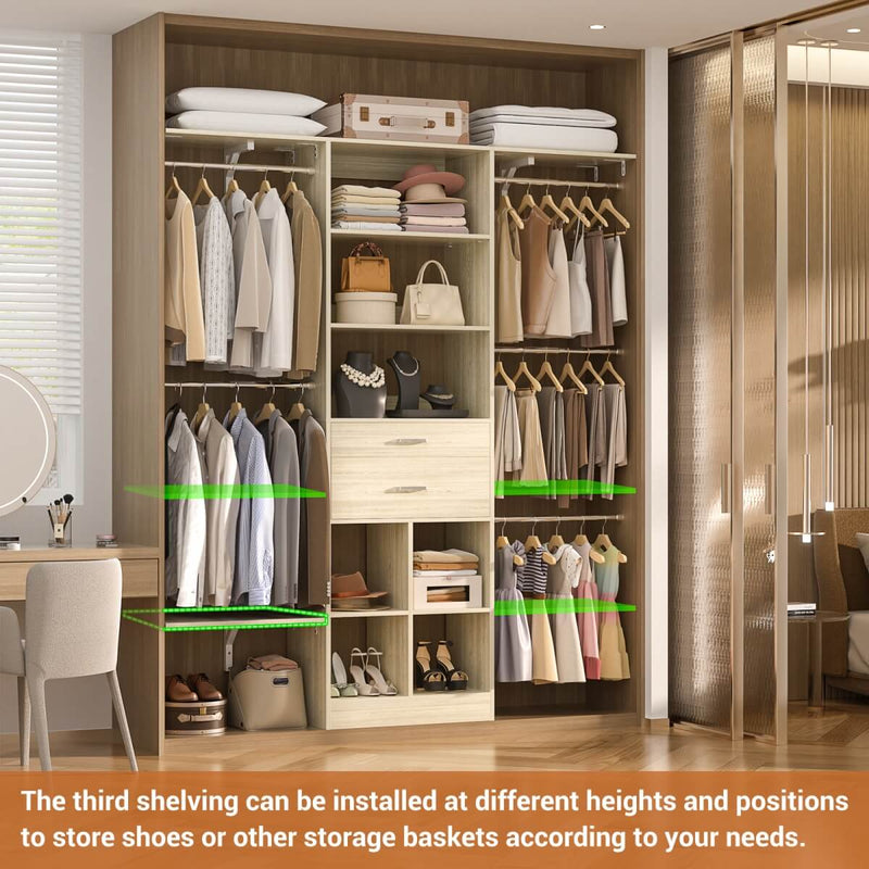 5FT Closet Organizer System with Wooden Drawers