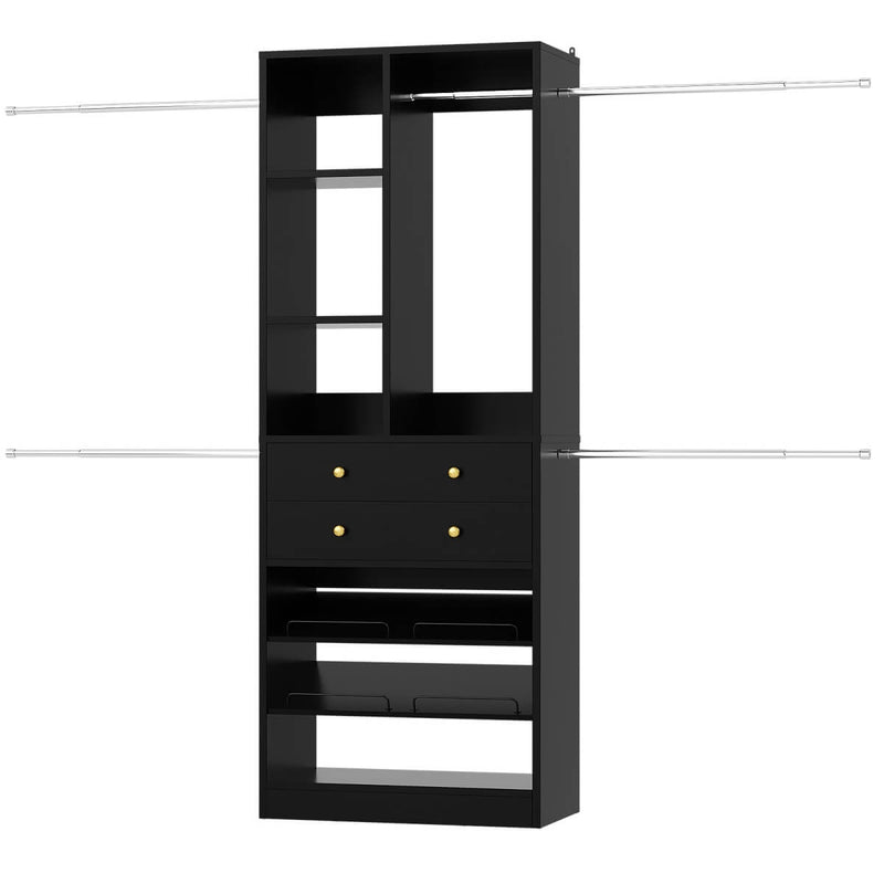 4.2 - 8.8 FT Adjustable Closet System with Drawers, Hanging Rods, and Shelves