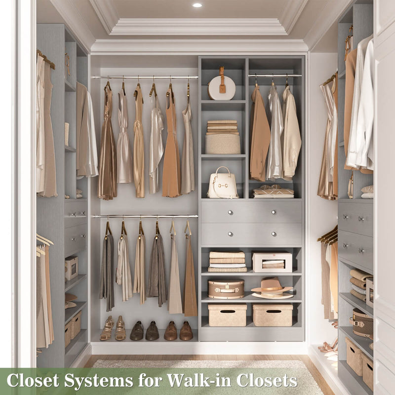 4.2 - 8.8 FT Adjustable Closet System with Drawers, Hanging Rods, and Shelves