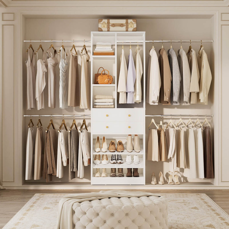 4.2 - 8.8 FT Adjustable Closet System with Drawers, Hanging Rods, and Shelves