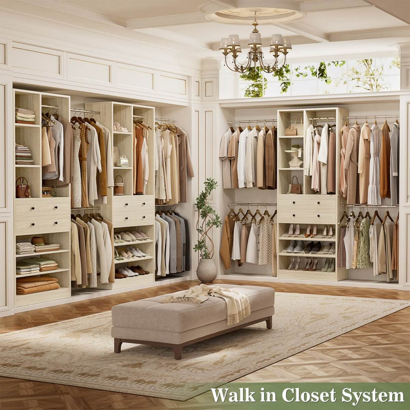 4.2 - 8.8 FT Adjustable Closet System with Drawers, Hanging Rods, and Shelves