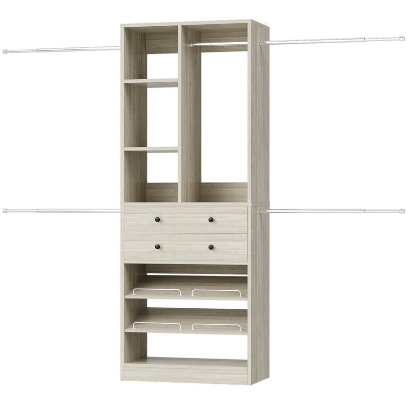 4.2 - 8.8 FT Adjustable Closet System with Drawers, Hanging Rods, and Shelves