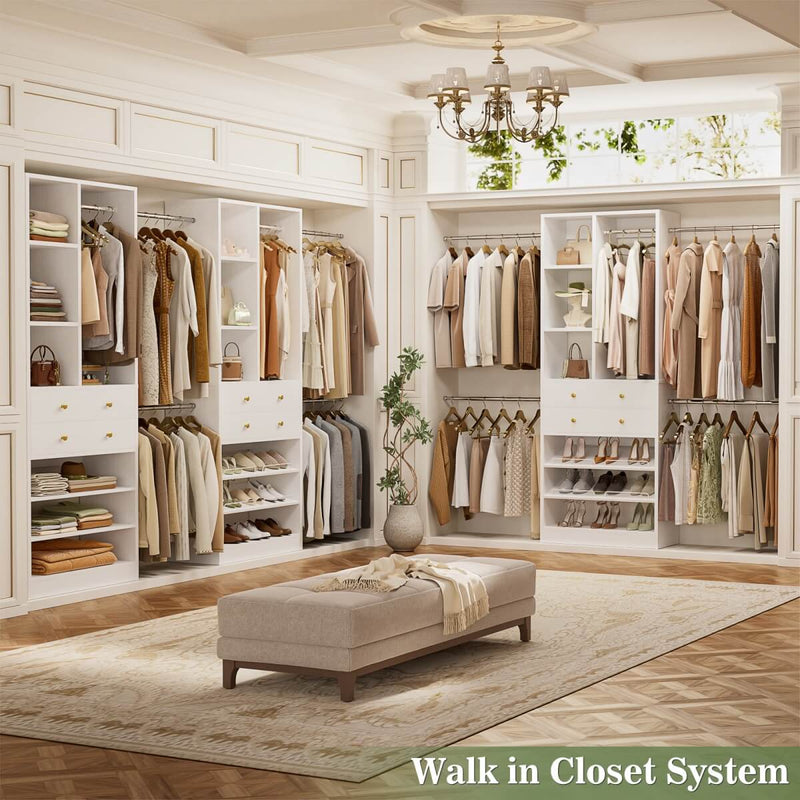 4.2 - 8.8 FT Adjustable Closet System with Drawers, Hanging Rods, and Shelves