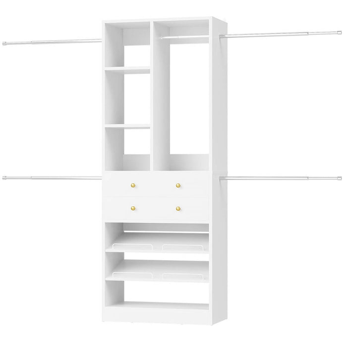 4.2 - 8.8 FT Adjustable Closet System with Drawers, Hanging Rods, and Shelves