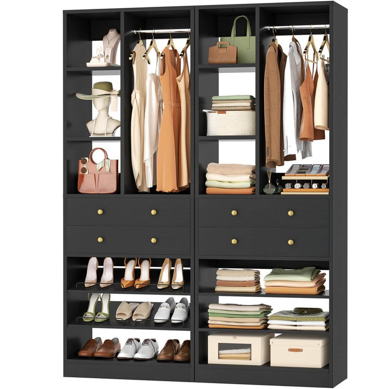 55.5"/4.6 FT Closet Organizer System with Drawers and Shelves