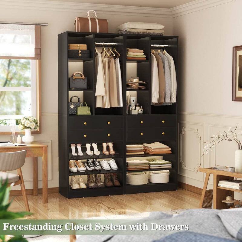 55.5"/4.6 FT Closet Organizer System with Drawers and Shelves