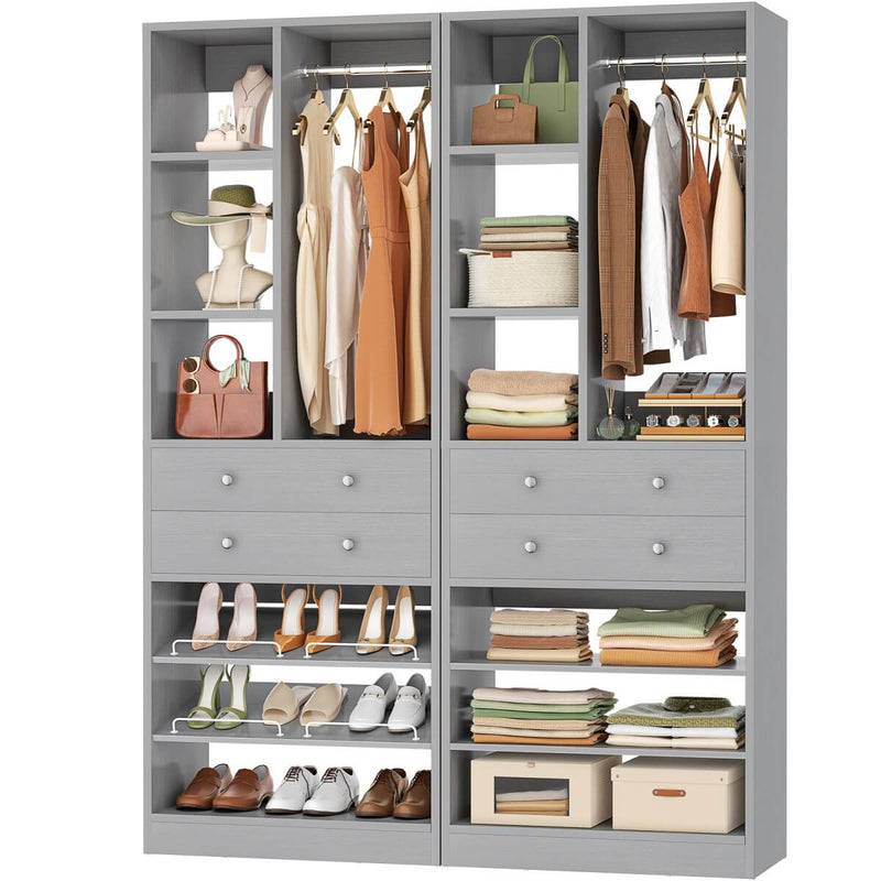 55.5"/4.6 FT Closet Organizer System with Drawers and Shelves
