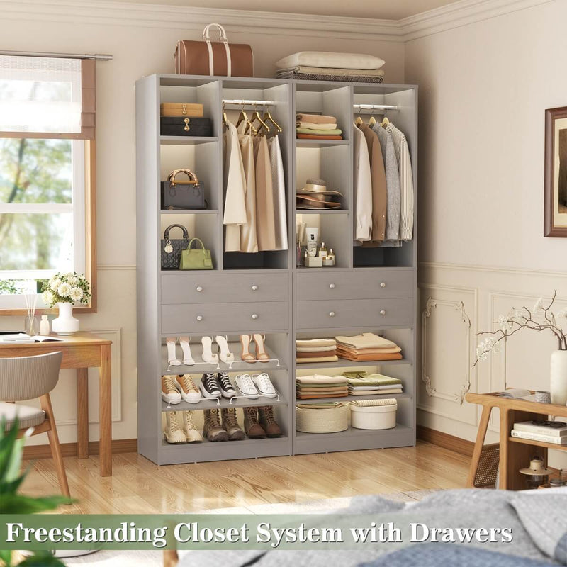 55.5"/4.6 FT Closet Organizer System with Drawers and Shelves