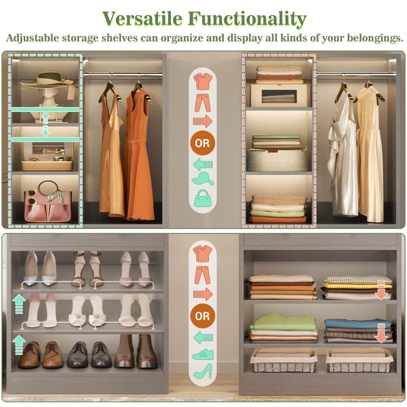 112"/9.3 FT Closet Organizer System with 8 Drawers and Shelves