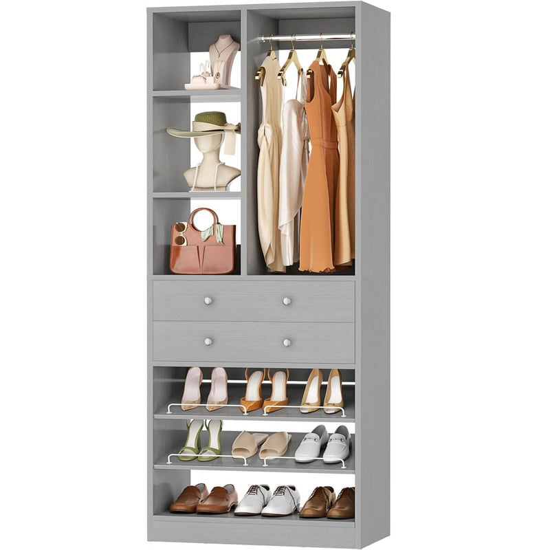 28"/2.3FT Walk in Closet System with Drawers and Shelves