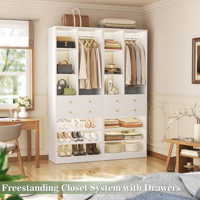 55.5"/4.6 FT Closet Organizer System with Drawers and Shelves