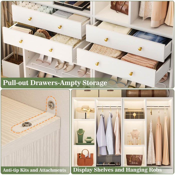 55.5"/4.6 FT Closet Organizer System with Drawers and Shelves