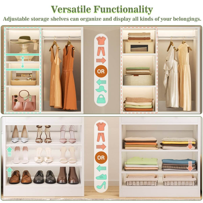 112"/9.3 FT Closet Organizer System with 8 Drawers and Shelves