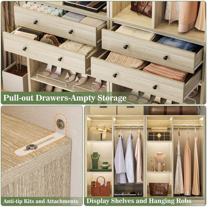 55.5"/4.6 FT Closet Organizer System with Drawers and Shelves