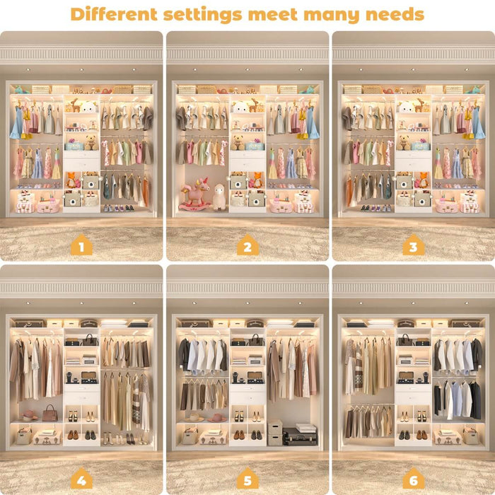 8FT Closet Organizer System with Wooden Drawers and Shelf Towers