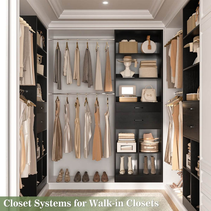 4-8 FT Closet Organizer Tower with 2 Wooden Drawers and Shelves