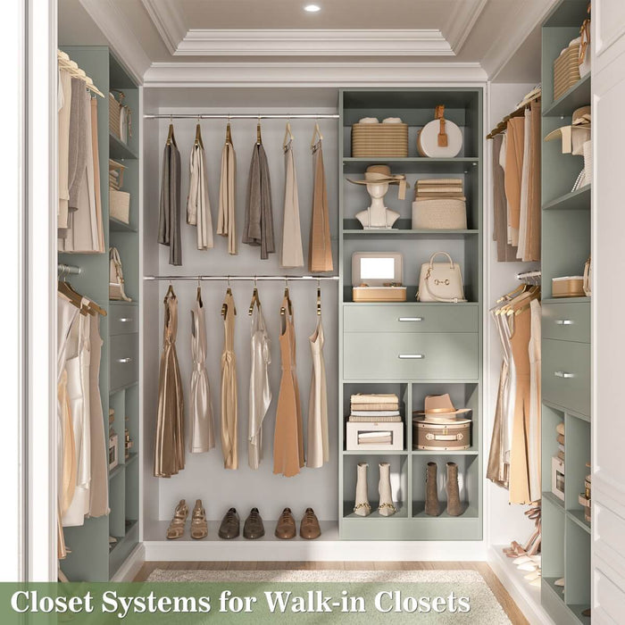 4-8 FT Closet Organizer Tower with 2 Wooden Drawers and Shelves