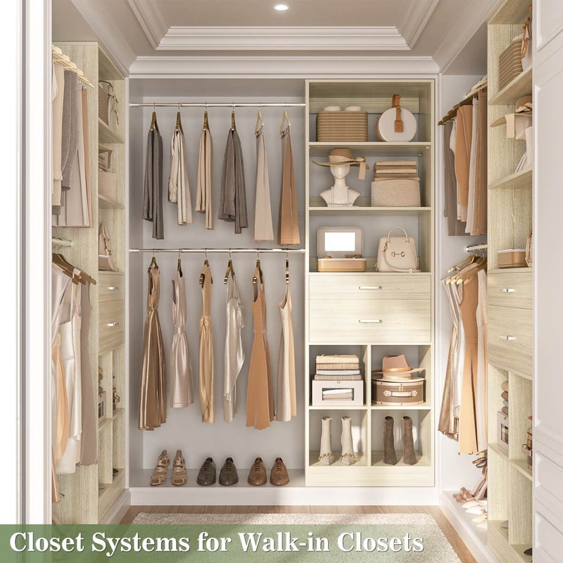 4-8 FT Closet Organizer Tower with 2 Wooden Drawers and Shelves