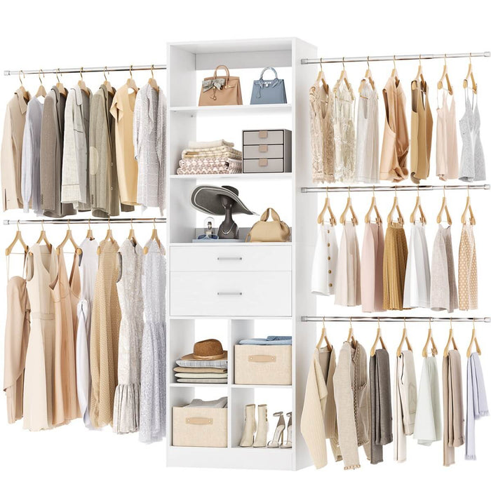 4-8 FT Closet Organizer Tower with 2 Wooden Drawers and Shelves