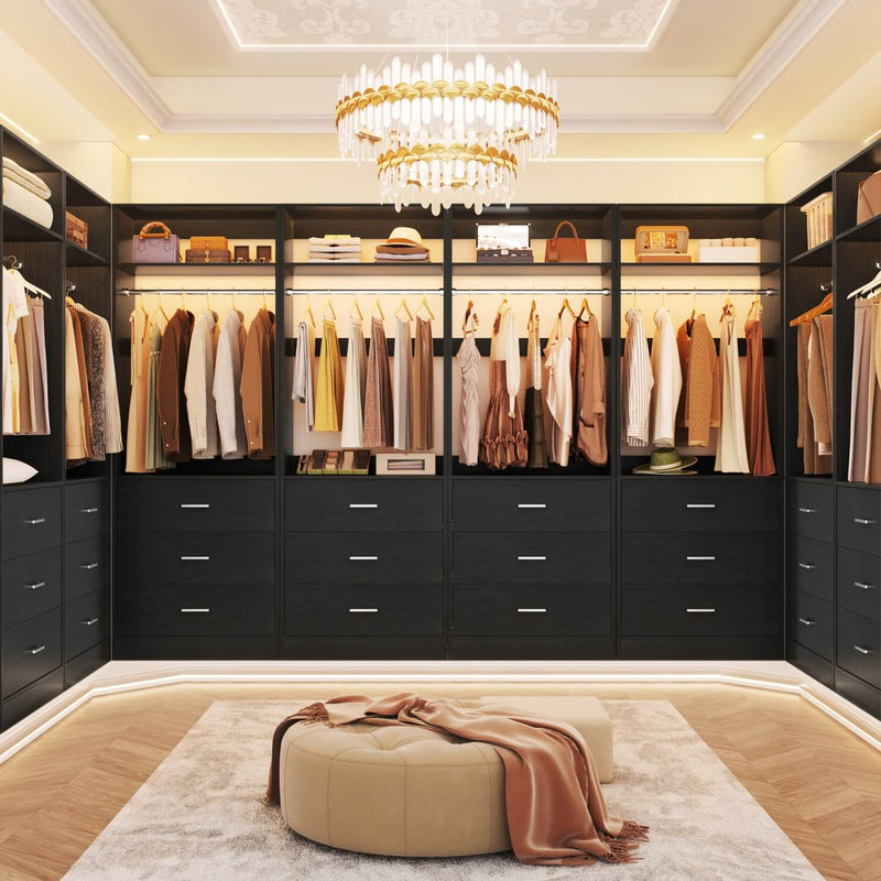 4FT Walk in Closet Organizer System with 4 Drawers and 2 Hanging Rods