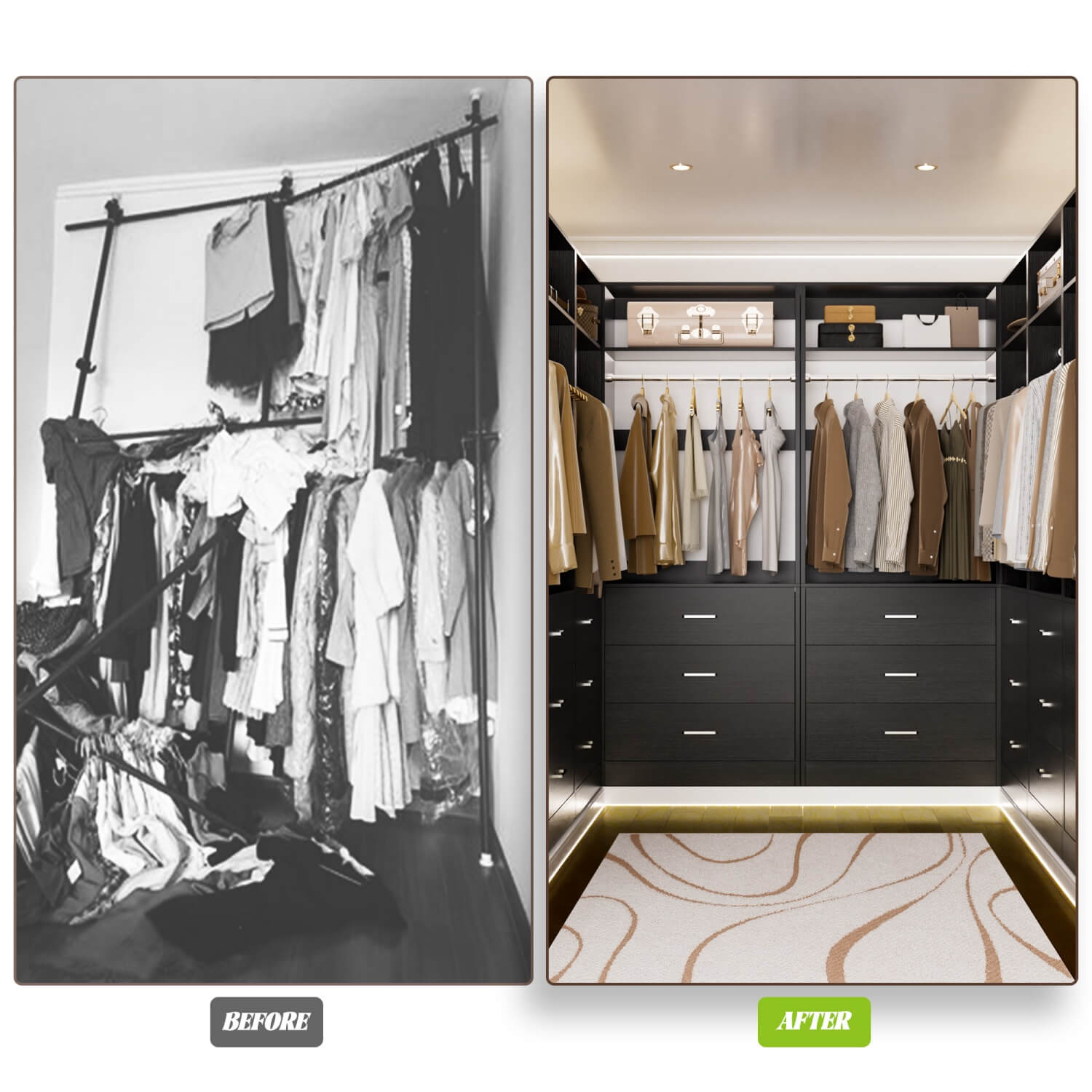 Aheaplus 8FT Walk-in Closet System with 12 Drawers