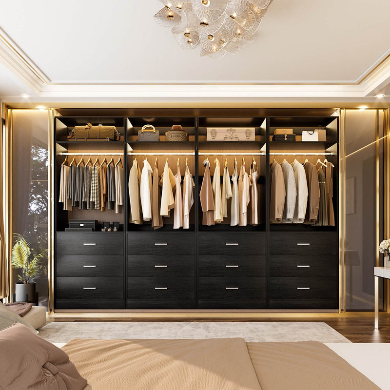 8FT Walk-in Closet System with 12 Drawers