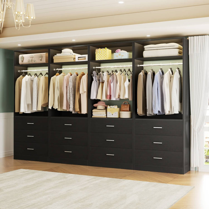8FT Walk-in Closet System with 12 Drawers