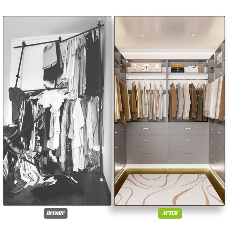 8FT Walk-in Closet System with 12 Drawers