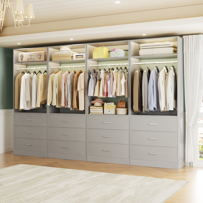 8FT Walk-in Closet System with 12 Drawers