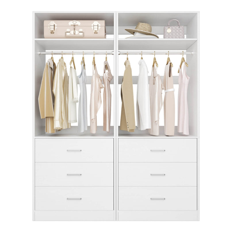 4FT Walk in Closet Organizer System with 4 Drawers and 2 Hanging Rods