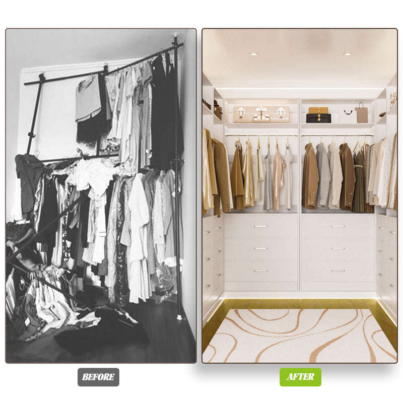 8FT Walk-in Closet System with 12 Drawers