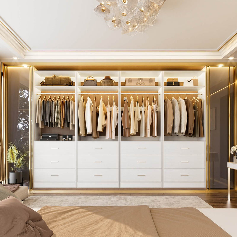 8FT Walk-in Closet System with 12 Drawers