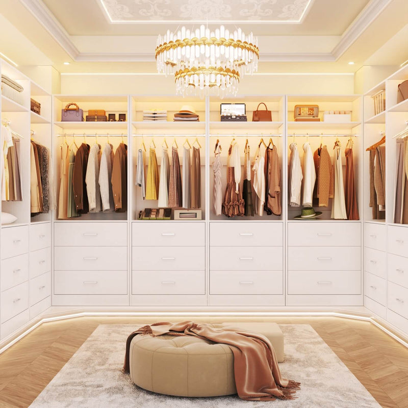 8FT Walk-in Closet System with 12 Drawers