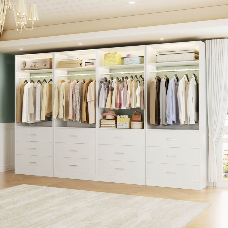 Aheaplus 8FT Walk-in Closet System with 12 Drawers