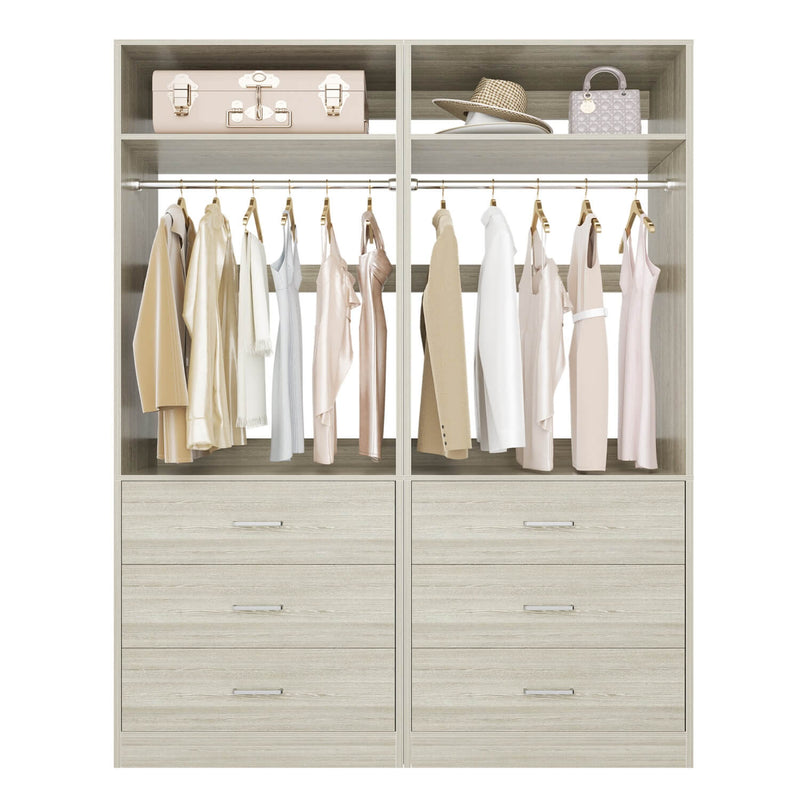 4FT Walk in Closet Organizer System with 4 Drawers and 2 Hanging Rods