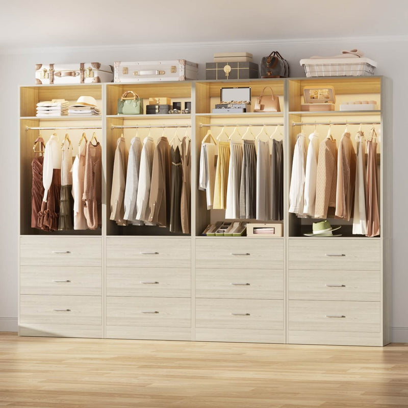 8FT Walk-in Closet System with 12 Drawers