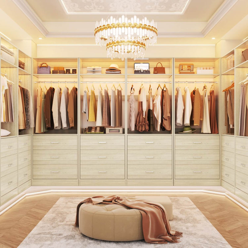 8FT Walk-in Closet System with 12 Drawers