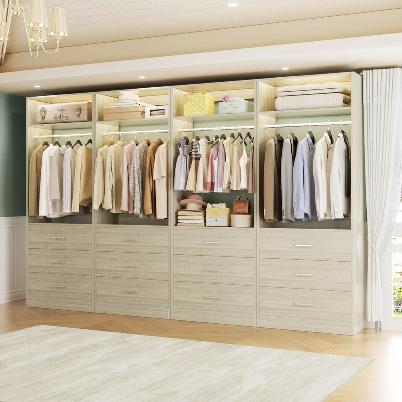 8FT Walk-in Closet System with 12 Drawers