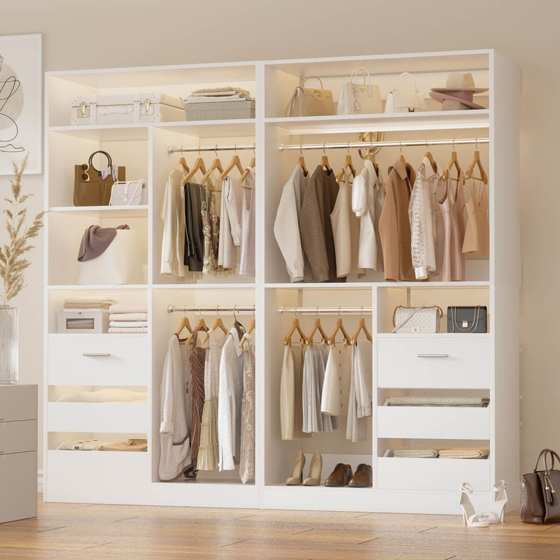 Aheaplus 72 Inch Closet System With 6 Drawers And 4 Rods