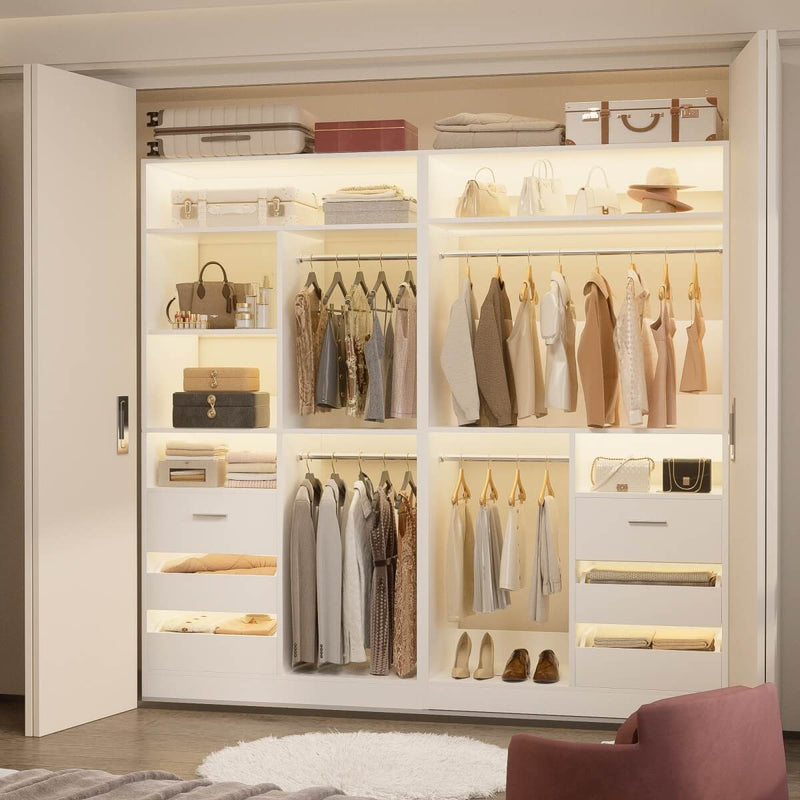 72 Inch Closet System With 6 Drawers And 4 Rods