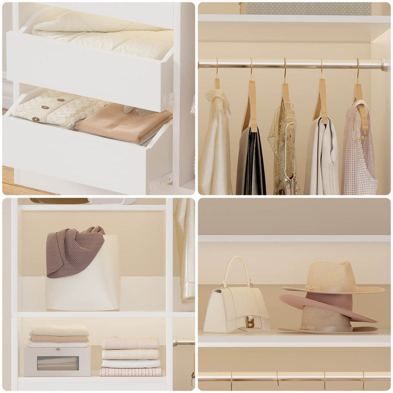 72 Inch Closet System With 6 Drawers And 4 Rods