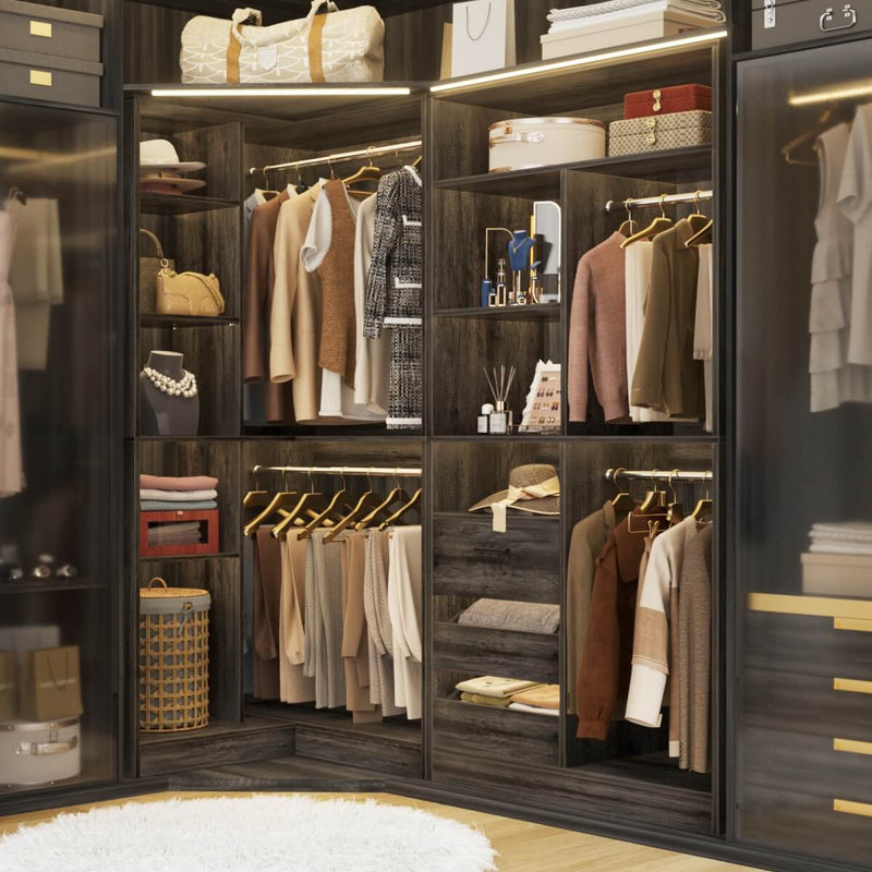 72 Inch Walk In Closet System with 3 Drawers and 4 Rods