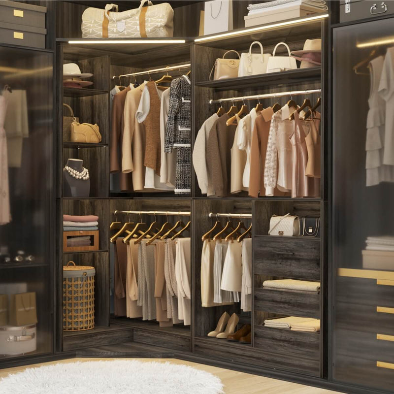 72" Closet System With 3 Drawers, 3 Long Rods And 1 Short Rod