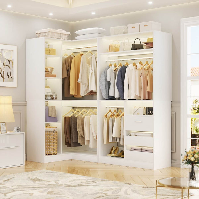 72" Closet System With 3 Drawers, 3 Long Rods And 1 Short Rod