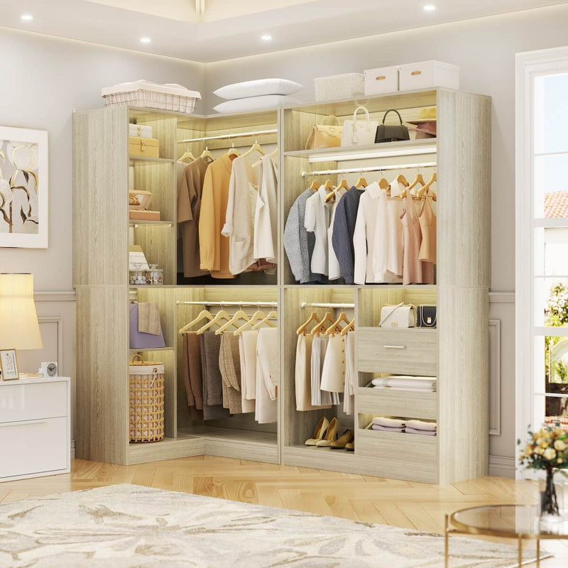 Aheaplus 72" Closet System With 3 Drawers, 3 Long Rods And 1 Short Rod