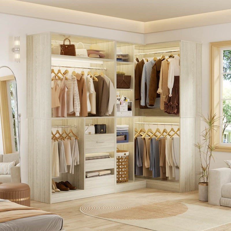 72" Closet System With 3 Drawers, 3 Long Rods And 1 Short Rod