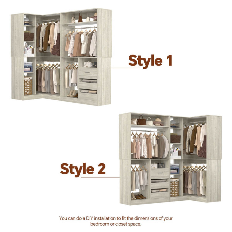 72" Closet System With 3 Drawers, 3 Long Rods And 1 Short Rod