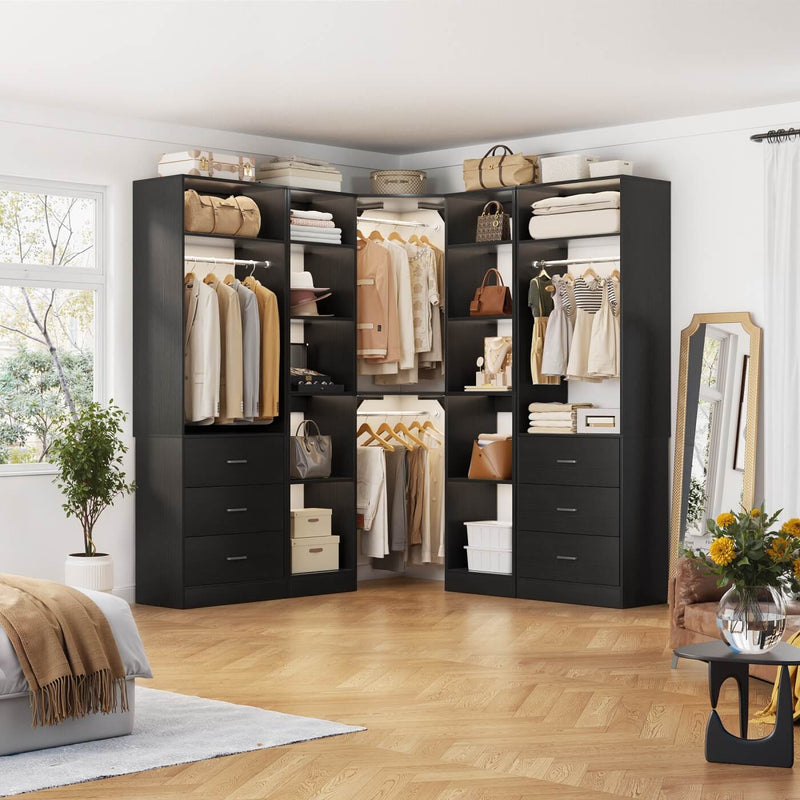 Heavy Duty Corner Closet Organizer System with 6 Drawers and 16 Shelves