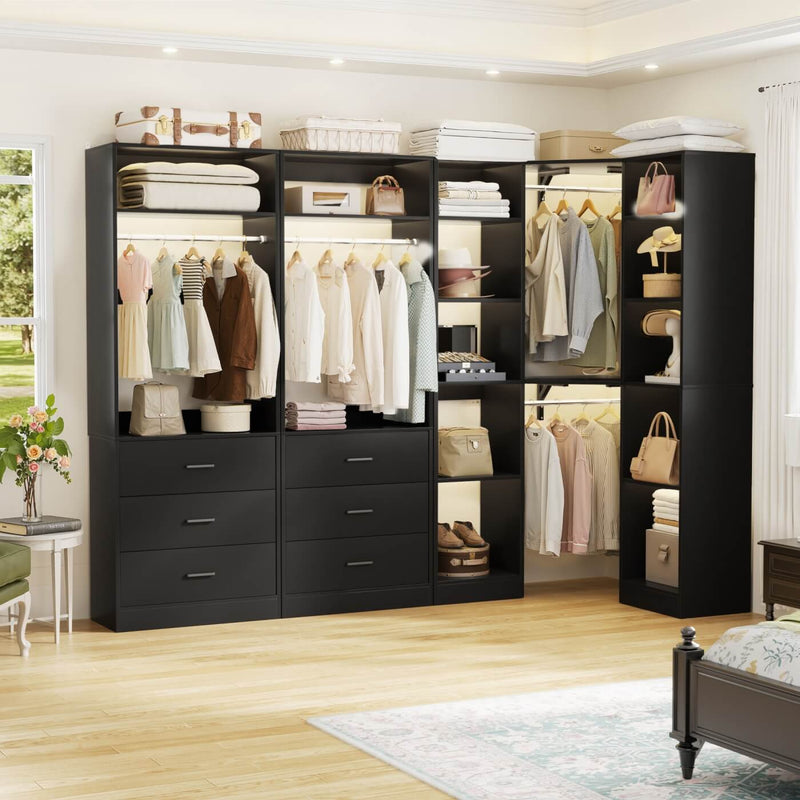 Heavy Duty Corner Closet Organizer System with 6 Drawers and 16 Shelves