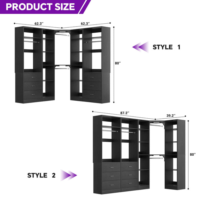 Heavy Duty Corner Closet Organizer System with 6 Drawers and 16 Shelves